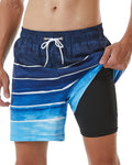 Mens Swimming Trunks with Compression Liner 2 in 1 Quick-Dry Swim