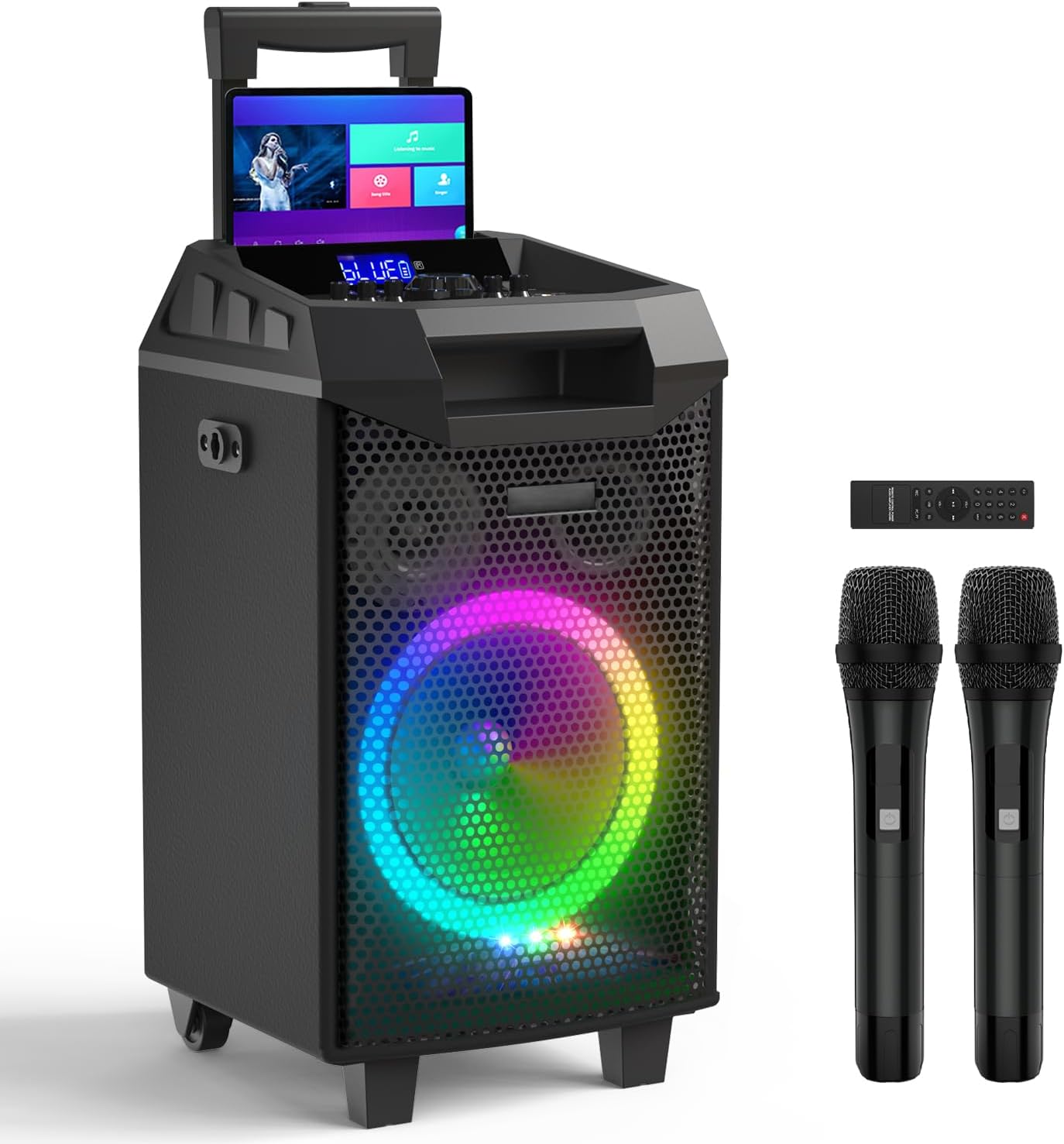 VeGue Karaoke Machine with Wireless Microphones and Subwoofer