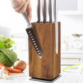 Magnetic Knife Block 360 Rotating Acacia Wood Holder - Space Saving