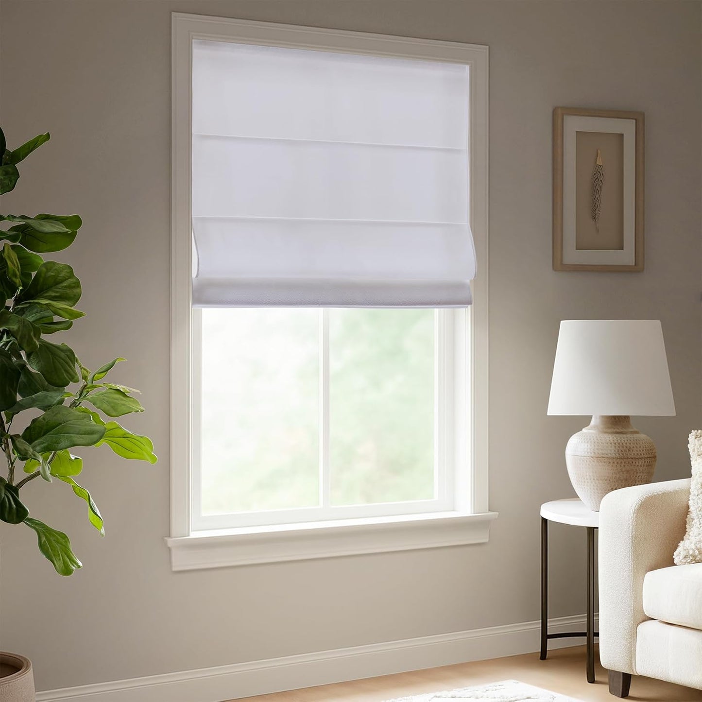 Madison Park Galen Matte White Cordless Roman Shades for Home