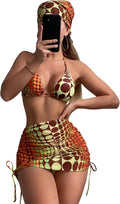 Women's 4 Piece Triangle Bikini Set with Mesh Cover Up - Sexy High Cut
