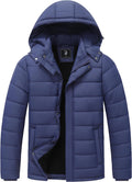 Men's Fleece-Lined Winter Down Jacket with Detachable Hood - Windproof