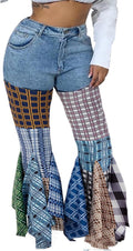 ThusFar Women High Waist Patchwork Flare Jeans for Fashionistas