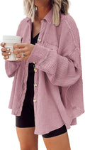 Cozy Oversized Waffle Knit Shacket for Women's Casual Wear