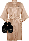 Custom Women Satin Robes with Slippers Gift Set (Style G95L)