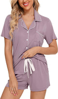 Samring Womens Pajamas Set Short Sleeve Shorts - Soft Stretch