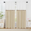 Farmhouse Cotton Linen Curtains for Living Room, 84 Inch Panels