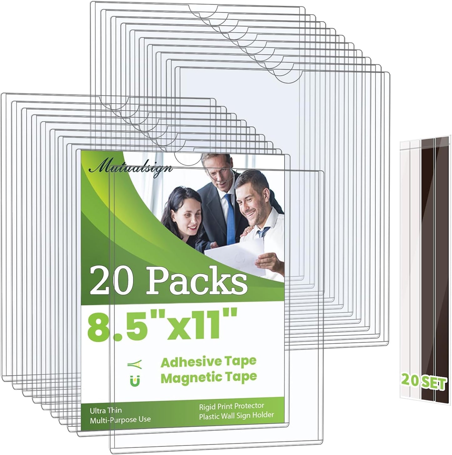 20 Pcs Wall Sign Holder 8.5x11 for Easy Display and Protection