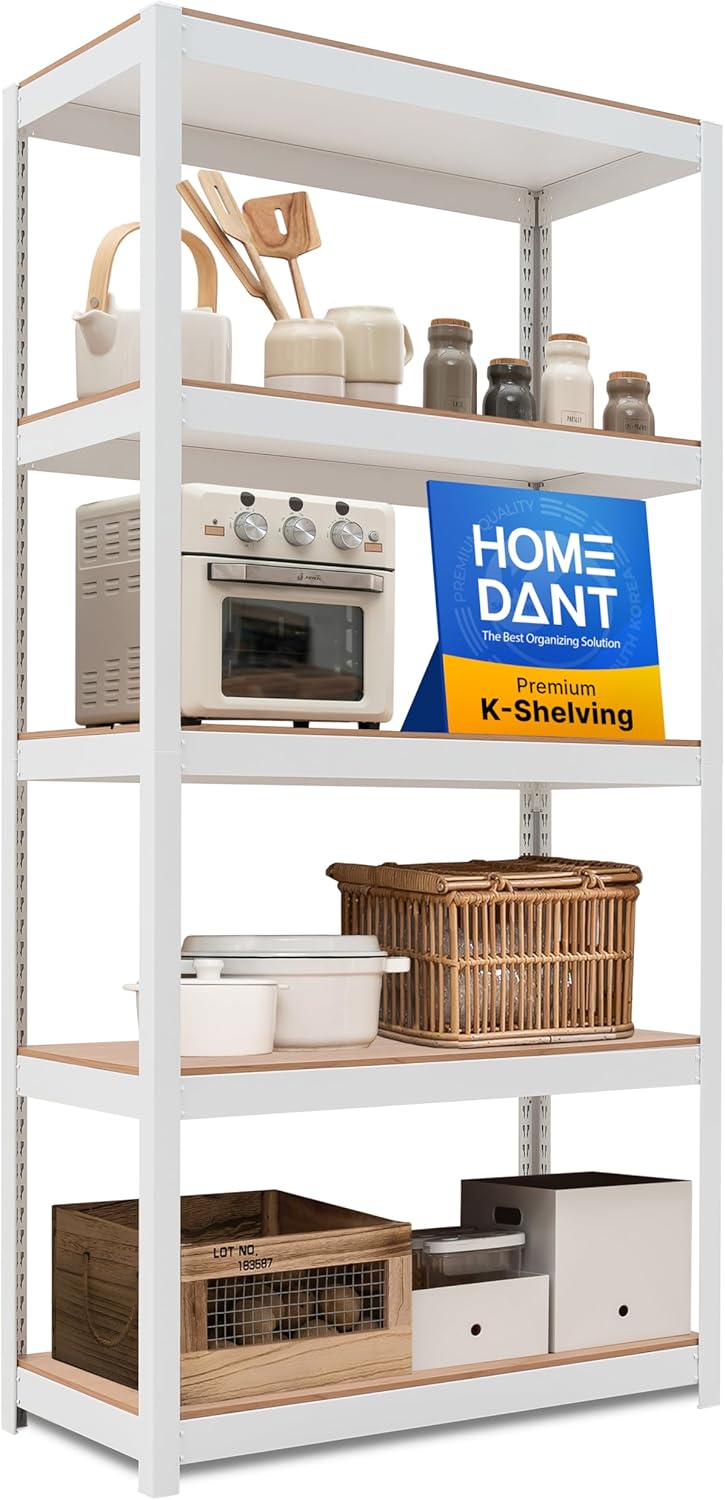 HOMEDANT 5-Tier Laminated Metal Shelving Unit for Storage