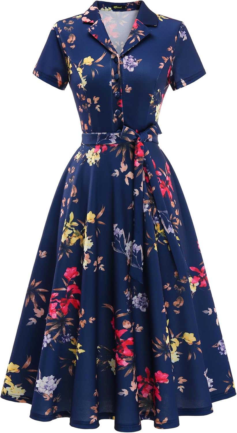 Wedtrend Women's Vintage Tea Dress for Cocktail and Casual Wear
