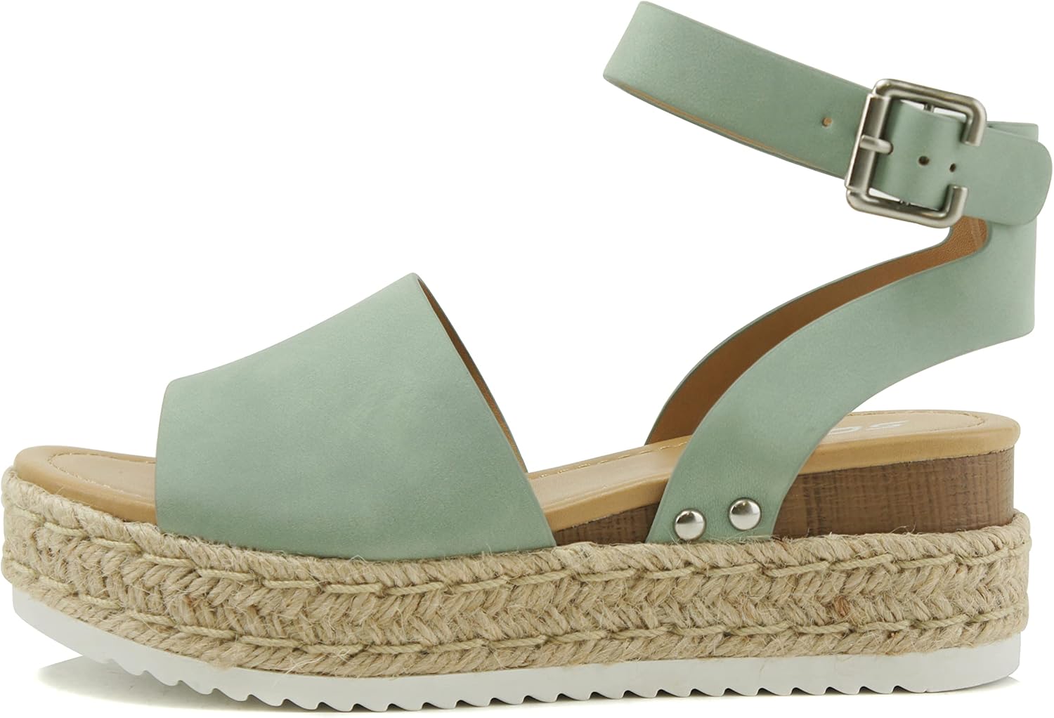 Soda Open Toe Buckle Ankle Strap Espadrilles Flatform Sandal