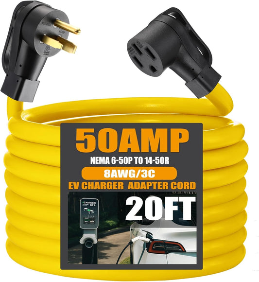 20FT EV Charger Adapter Cord for NEMA 6-50P to 14-50R Use