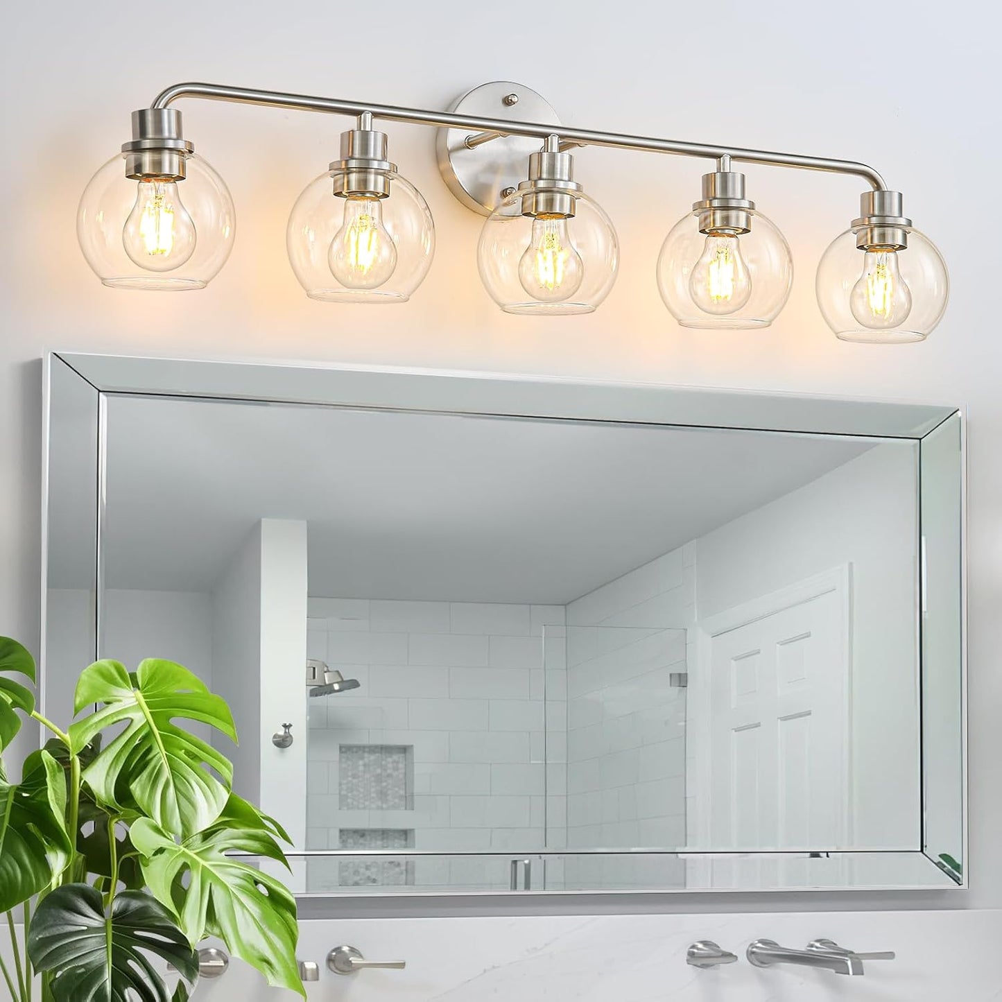 5 Light Brushed Nickel Vanity Light for Modern Bathroom Decor