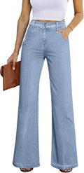 Wide Leg Jeans for Women - Casual Baggy High Waisted Denim Pants