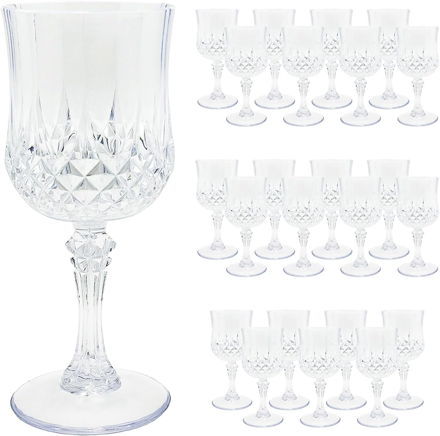 24 PCS Clear Reusable Plastic Wine Glasses for Any Occasion