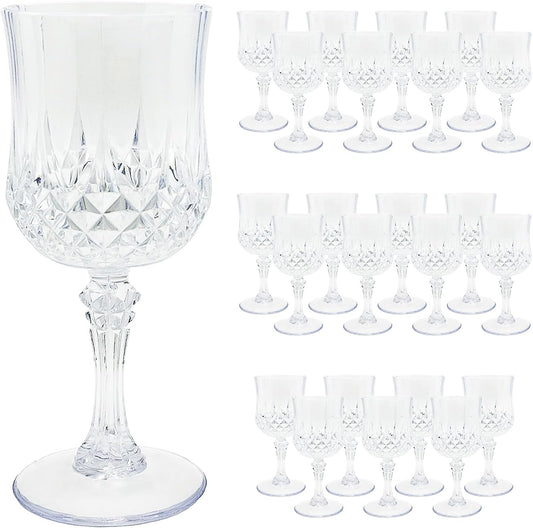 24 PCS Clear Reusable Plastic Wine Glasses for Any Occasion