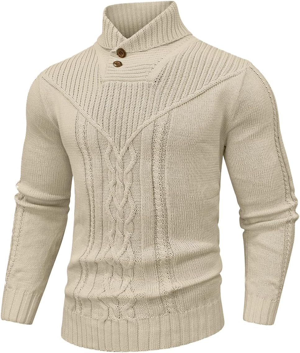Men's Shawl Collar Pullover Sweater for Casual Style