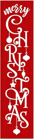 Red and White Merry Christmas Sign - 24in Vertical Farmhouse Decor