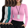 4 Pack Women's Underscrub Shirts Long Sleeve Slim Fit Cotton Blend
