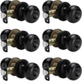 Black Door Knobs Interior Keyless Privacy Door Knob 6 Pack - Matte