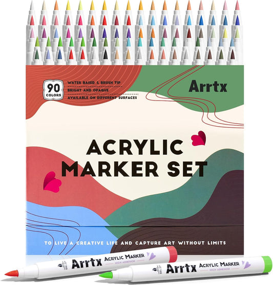 Arrtx Acrylic Markers 90 Colors for Creative Art Projects