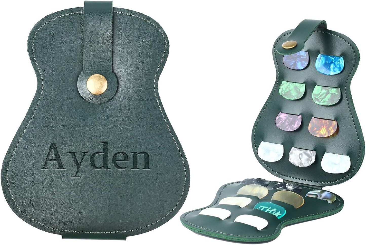 Personalized Guitar Pick Organizer: Custom Engraved - Green