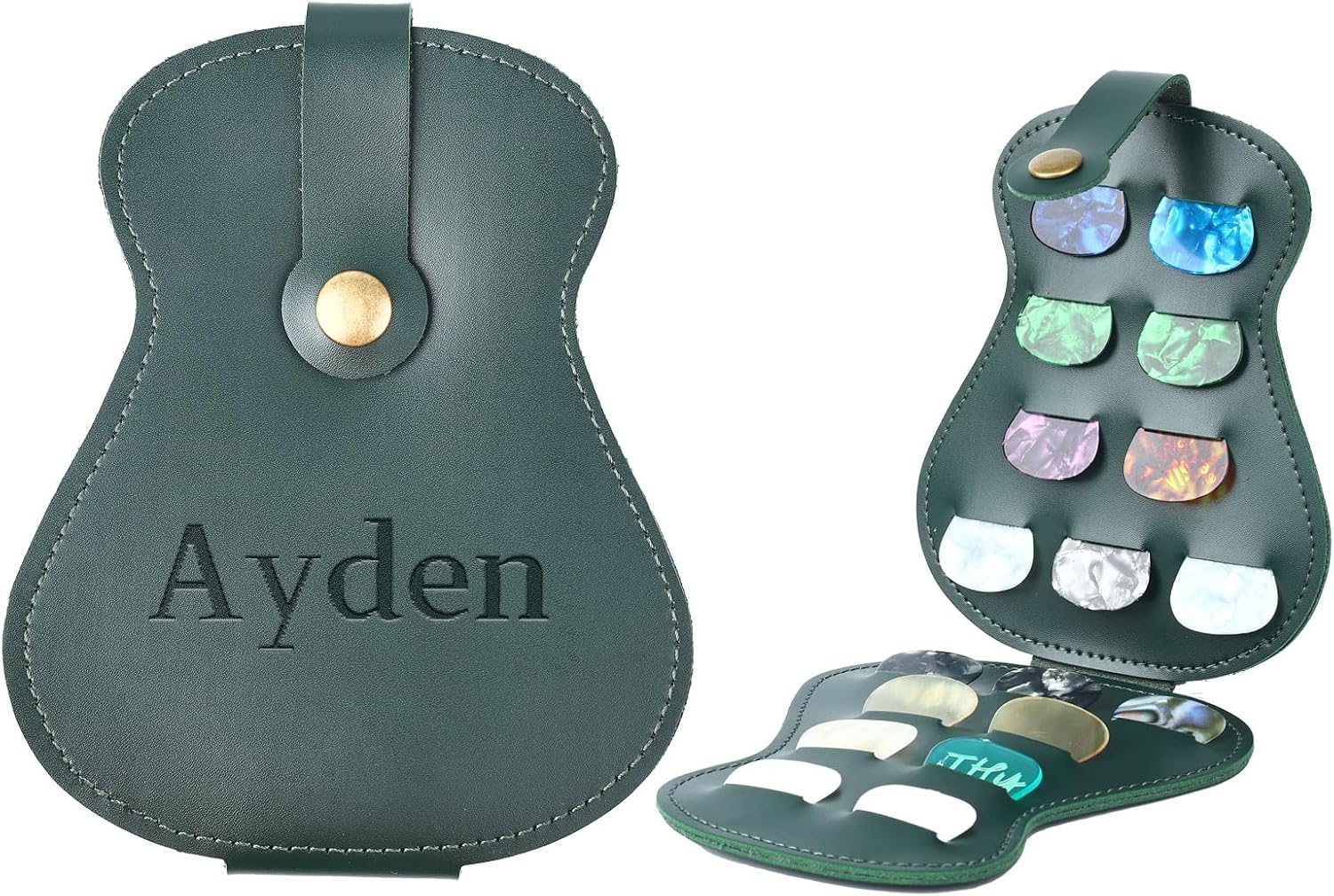 Personalized Guitar Pick Organizer: Custom Engraved - Green