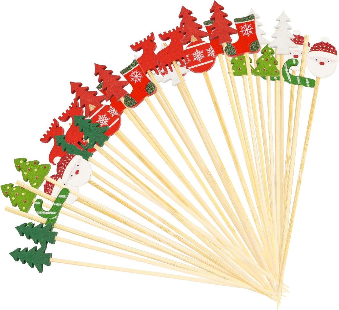Santa Claus Bamboo Cocktail Picks - Festive Party Decor!