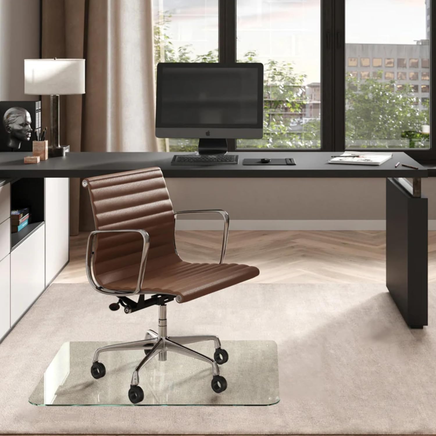 Vitrazza Glass Office Chair Mat for Carpet and Hardwood Floors