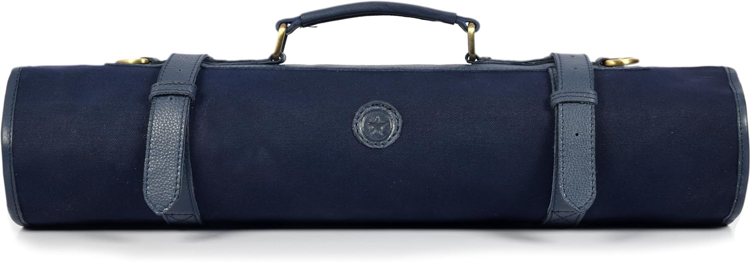 Leather Canvas Knife Roll Storage Bag for Chefs and Cooks