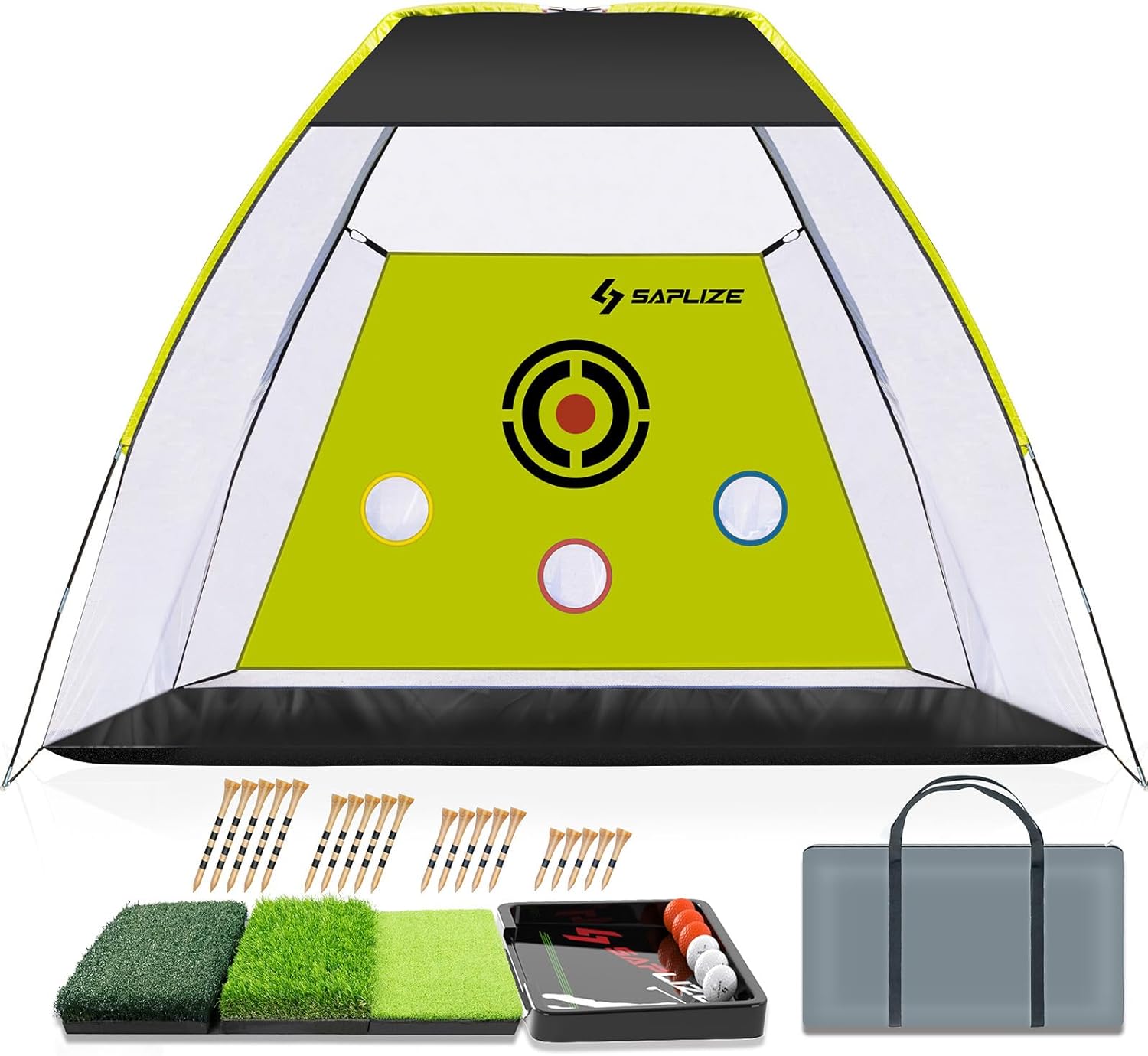 SAPLIZE 10x7 ft Noise Reduction Golf Net Kit - Ultimate Backyard Golf Practice Set