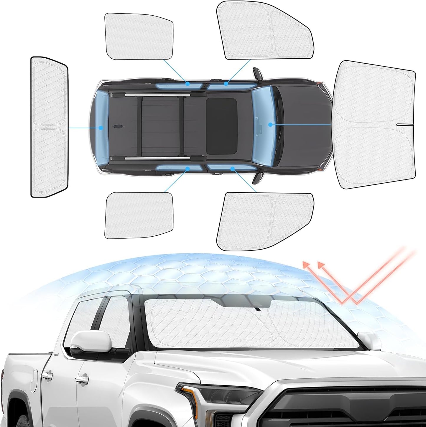 Windshield Sun Shade for Toyota Tundra 2022-2025 Full Privacy
