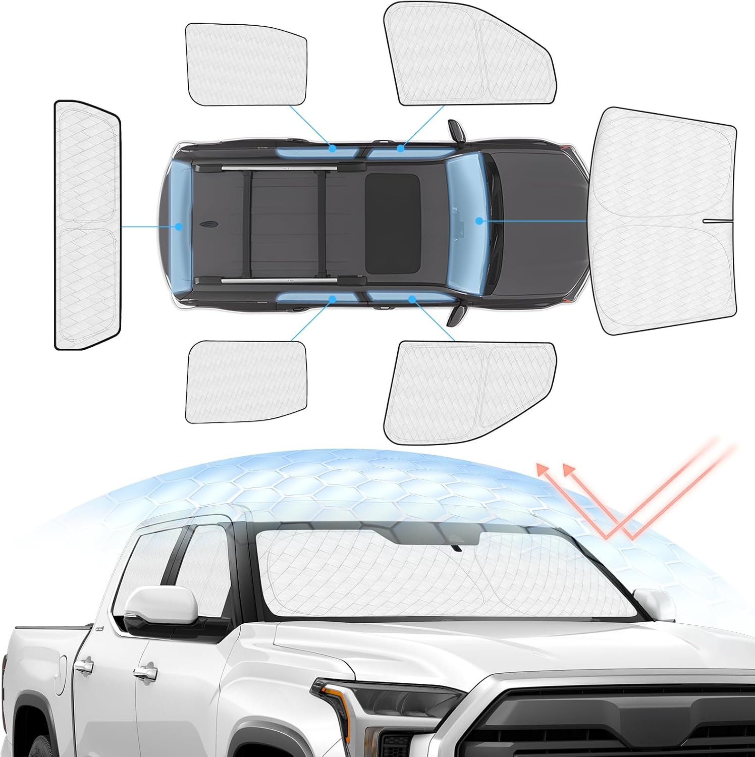 Windshield Sun Shade for Toyota Tundra 2022-2025 Full Privacy