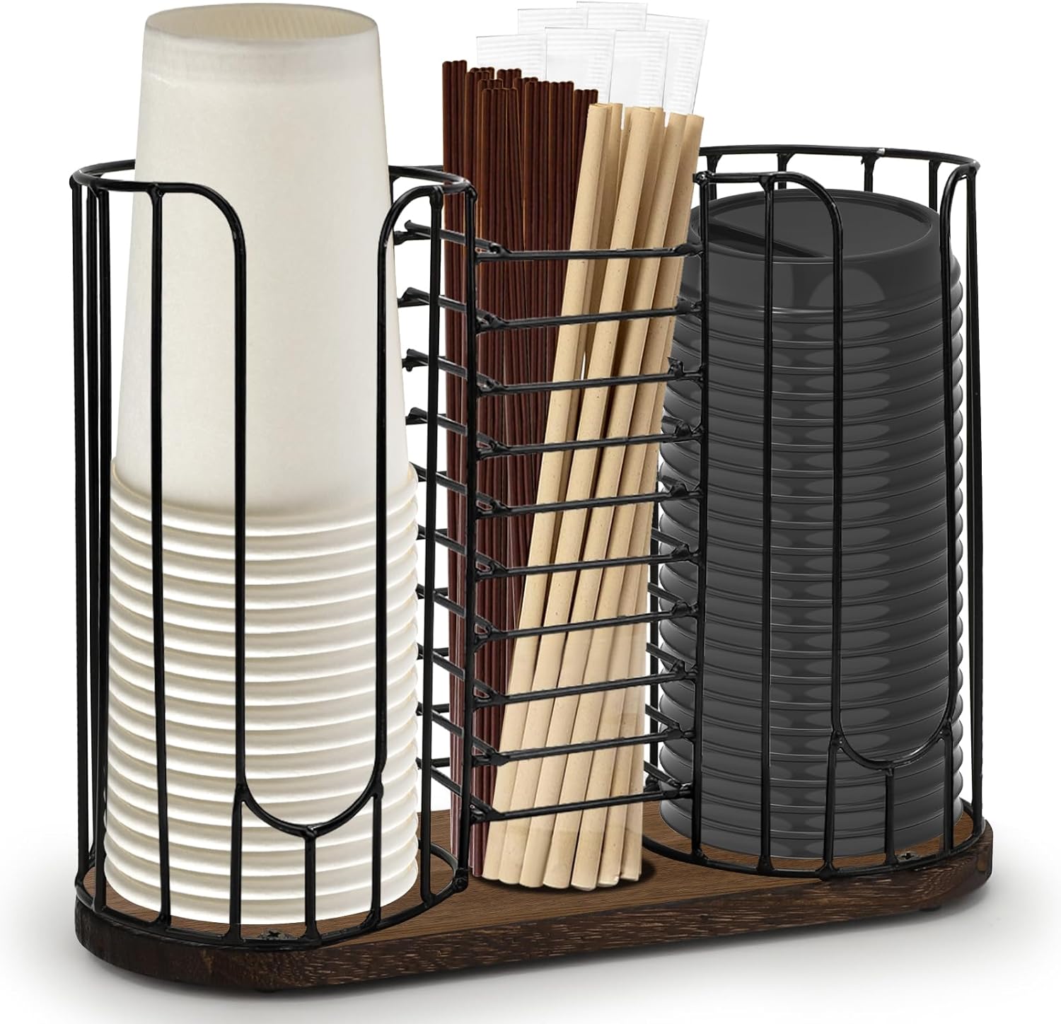 3-Compartment Coffee Cup Dispenser Rack for Kitchen Storage
