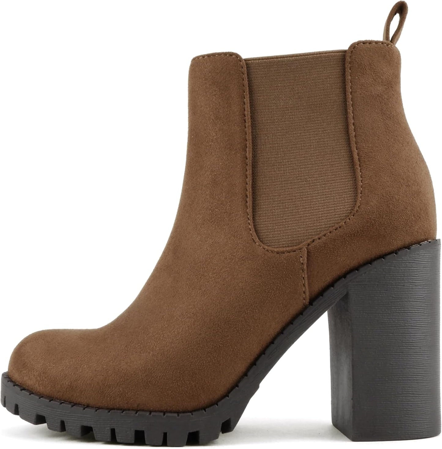 Soda Glove Ankle Boot with Chunky Heel and Lug Sole Design