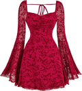 WDIRARA Women's Gothic Floral Jacquard Dress for Vintage Appeal