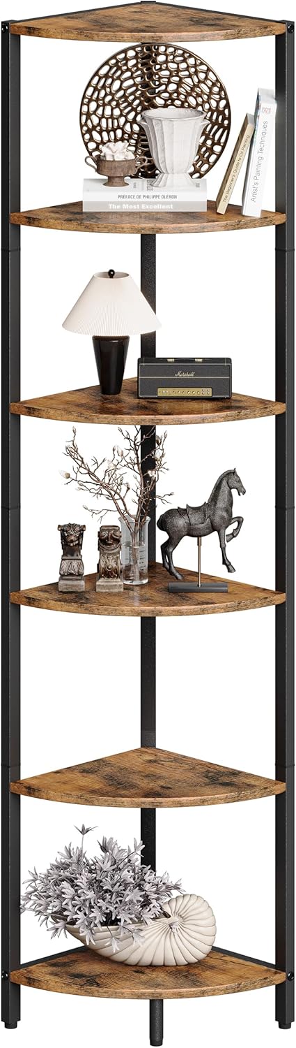 6 Tier Corner Shelf 63.1 Tall Ladder Stand for Storage and Display