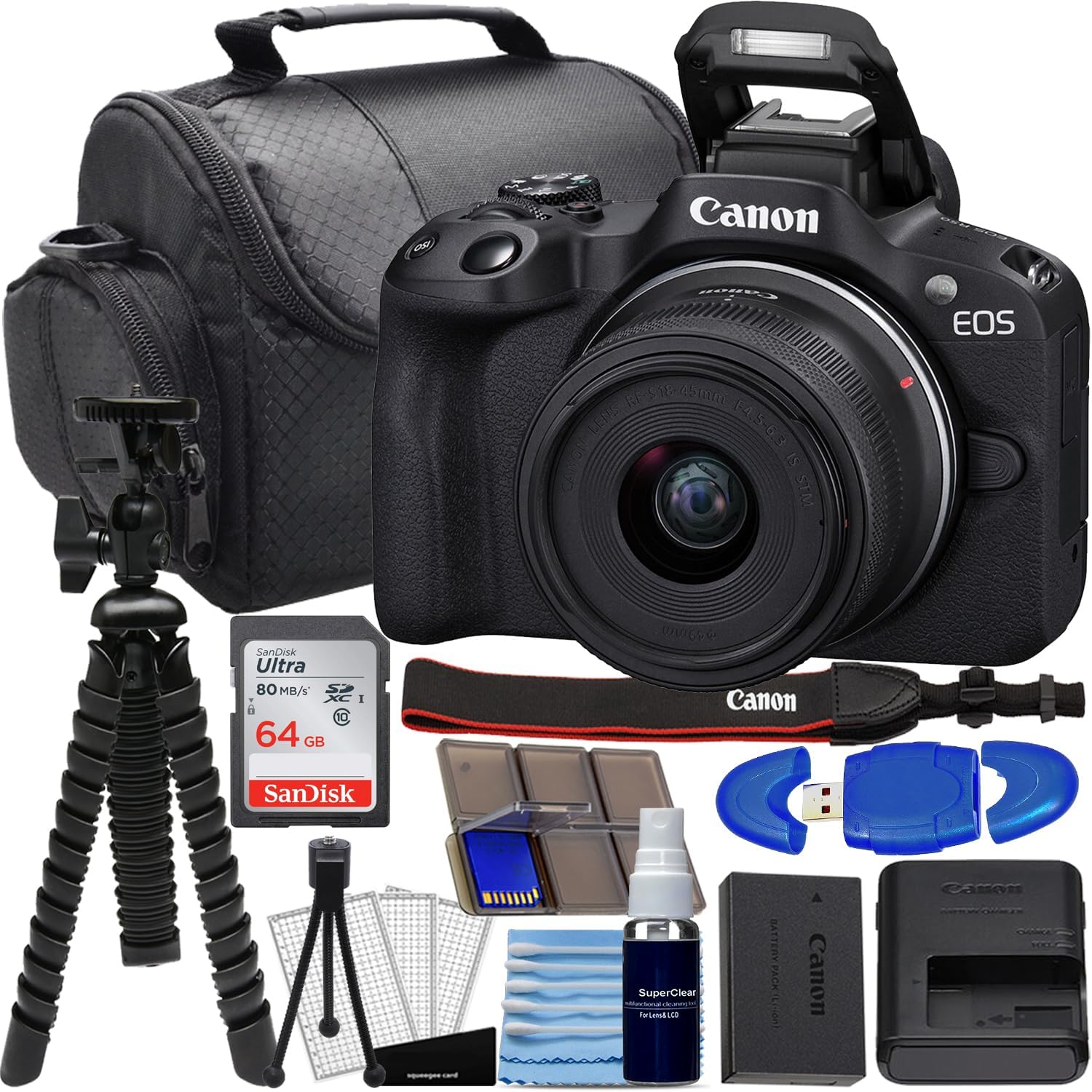 Canon EOS R50 Mirrorless Camera Bundle with 24 Essential Items