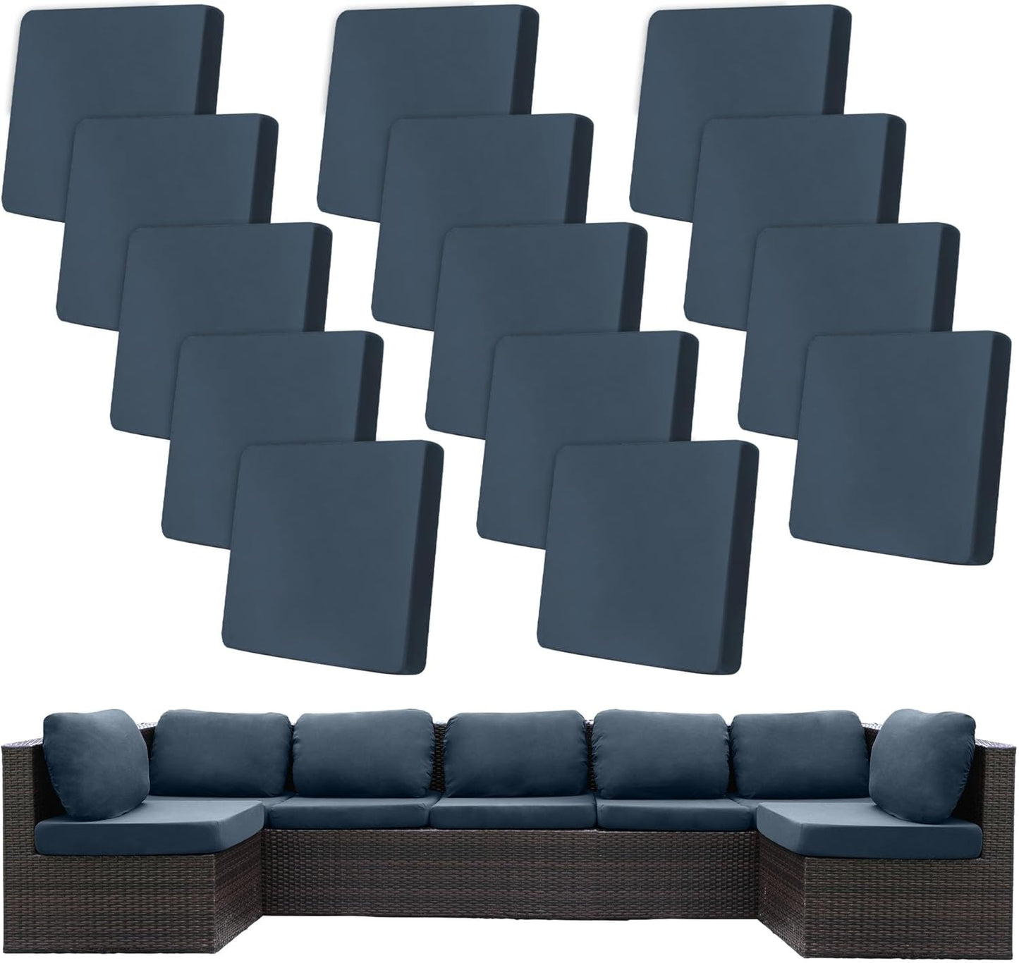 14Pcs Stretch Patio Cushion Covers for Outdoor Couch Protection