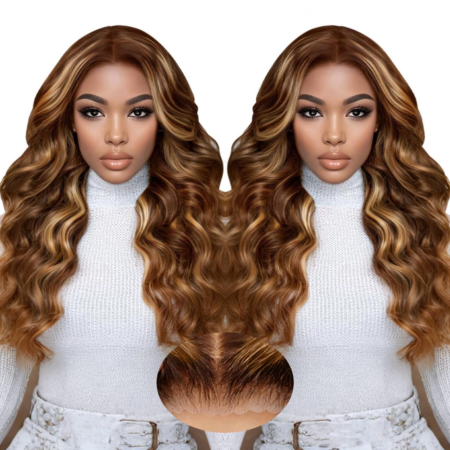 Blonde Glueless Wigs Human Hair 20 Inch Ombre Lace Front Wig