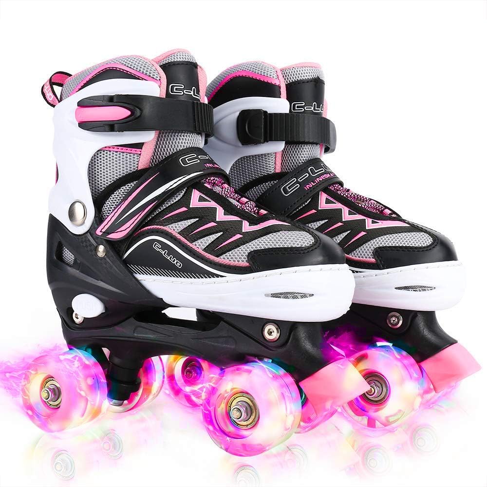 Sowume Adjustable Roller Skates for Girls with Illuminating Wheels