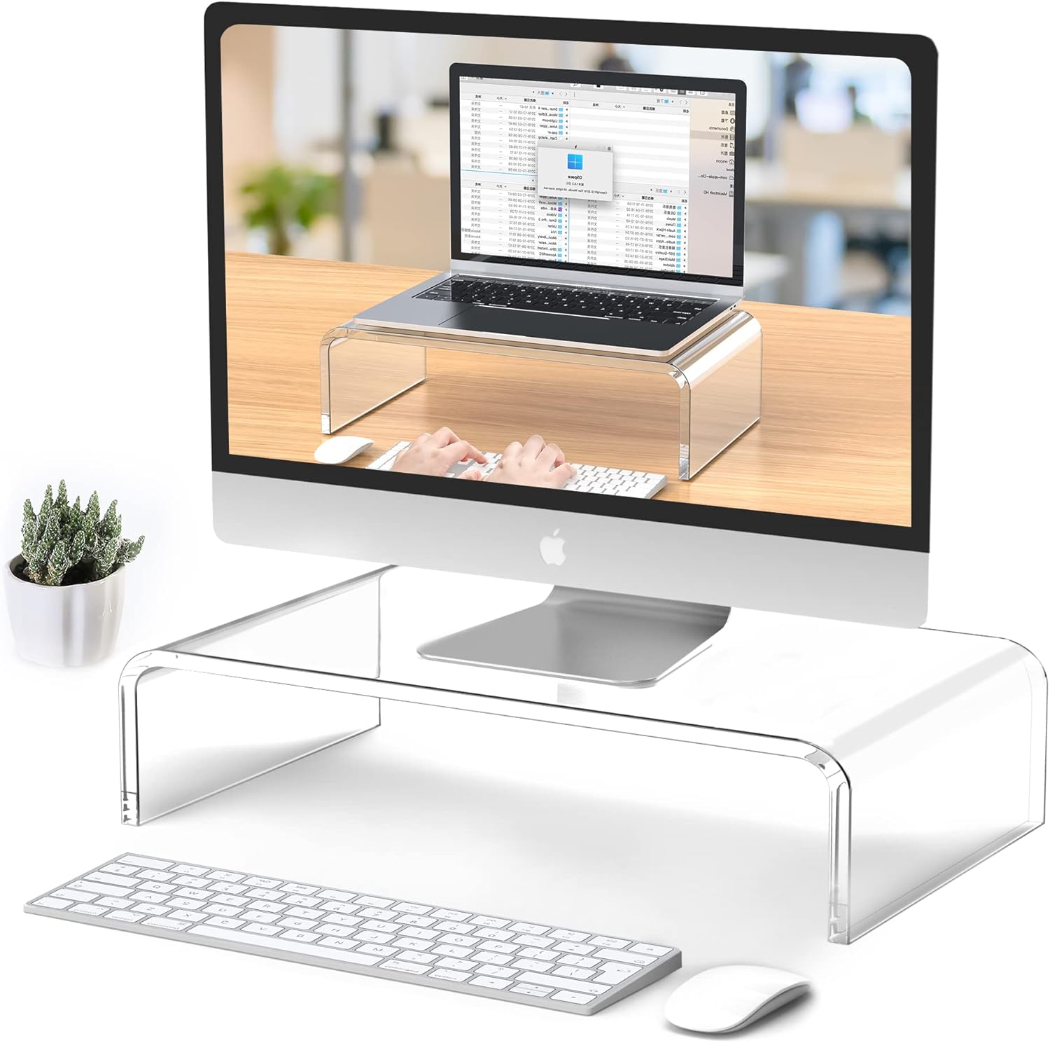 Clear Acrylic Monitor Riser - Elegant Desk Upgrade
