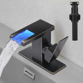 LED Waterfall Bathroom Faucet Oil Rubbed Bronze - Temperature Light