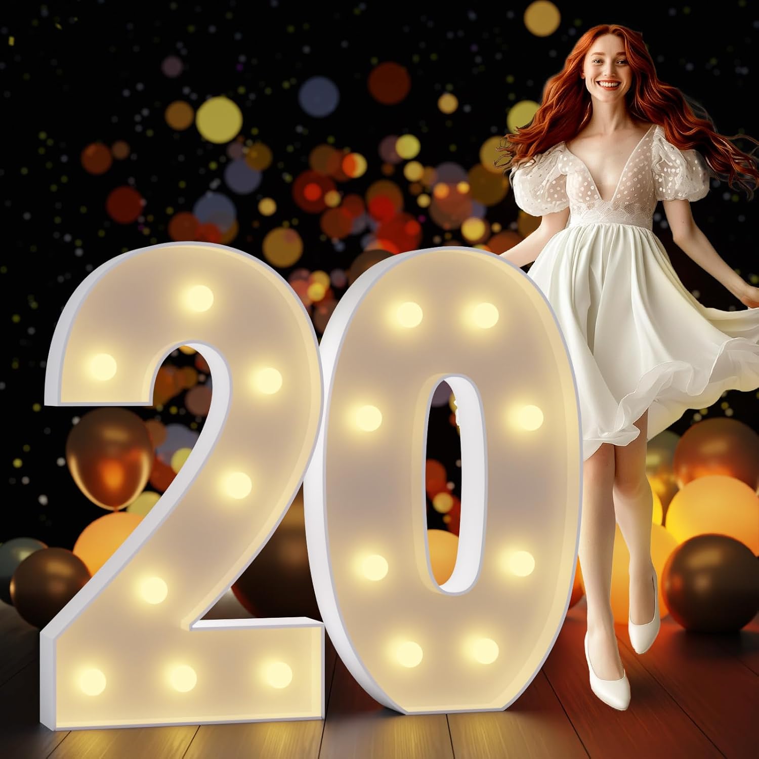 Large Light Up Numbers for 20th Birthday Decorations and More