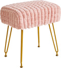 Rectangular Footrest Stool Ottoman Velvet Vanity Stool - Compact