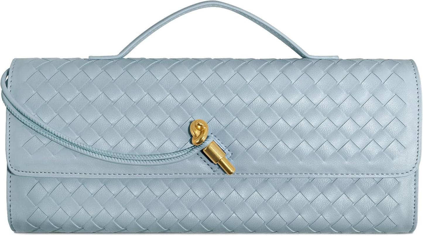 Woven Clutch Purses for Women - Elegant Leather Evening Bag