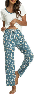 Womens Bamboo Viscose Pajamas Set Short Sleeve Top (Style YHMF)
