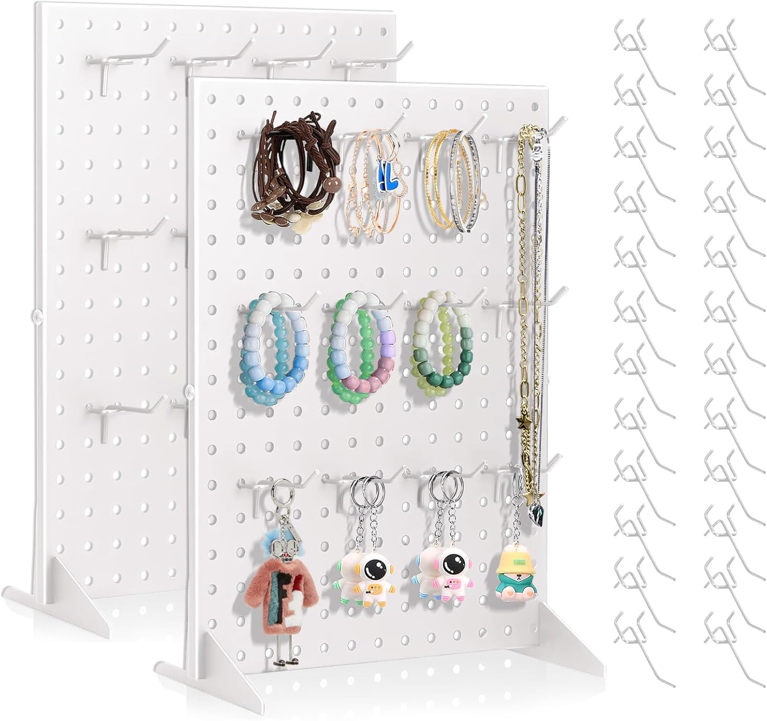 2 Pack Peg Board Display Stand for Vendors with 24 Hooks