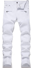 RXXKKK Men's Classic Zipper Biker Regular Fit Flex Jean - Durable wont