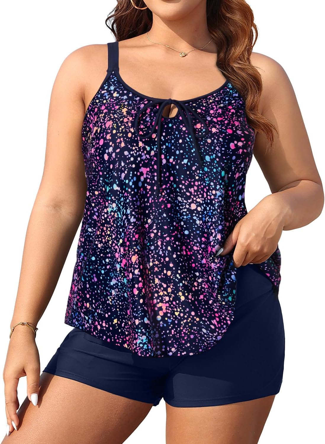 Daci Women Plus Size Tankini Swimsuit with Flowy Shorts